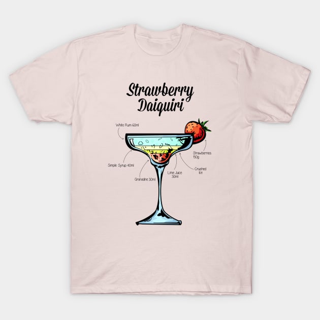 Strawberry Daiquiri Cocktail Recipe T-Shirt by HuckleberryArts